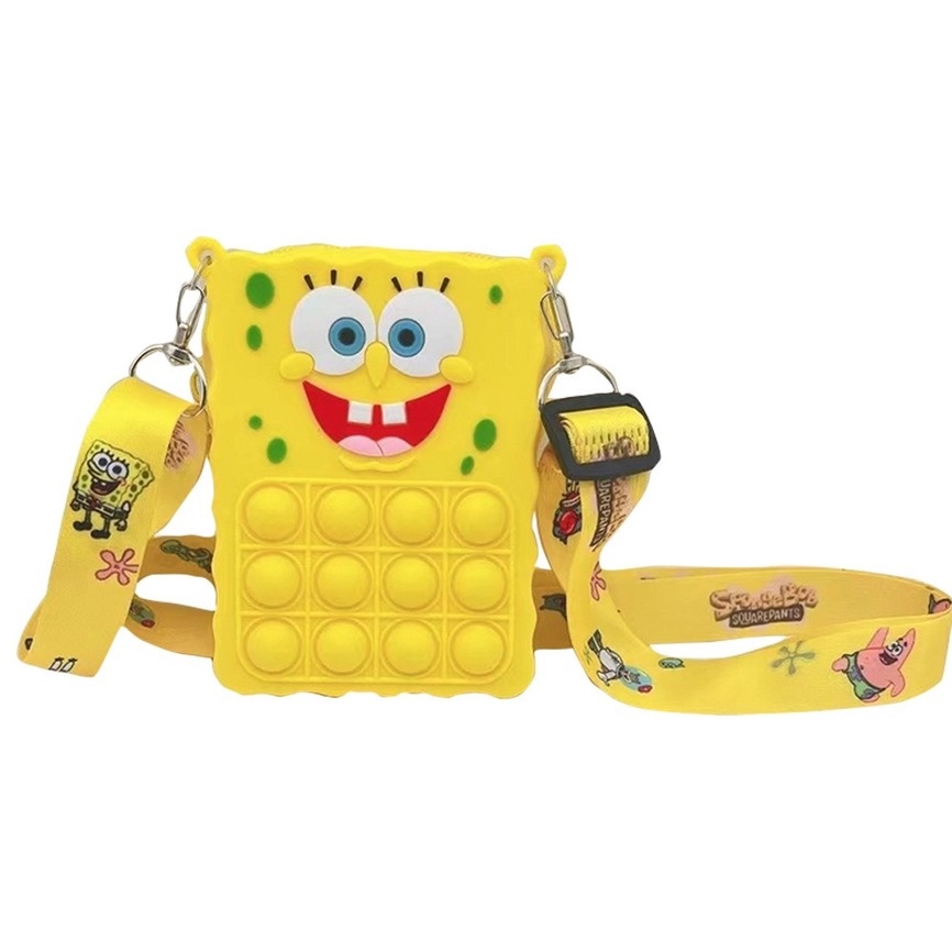Pop it Fidget StellaLou Túi đeo vai SpongeBob Ví tiền xu dành cho trẻ em Push Bubble Đồ chơi, quà Giáng sinh