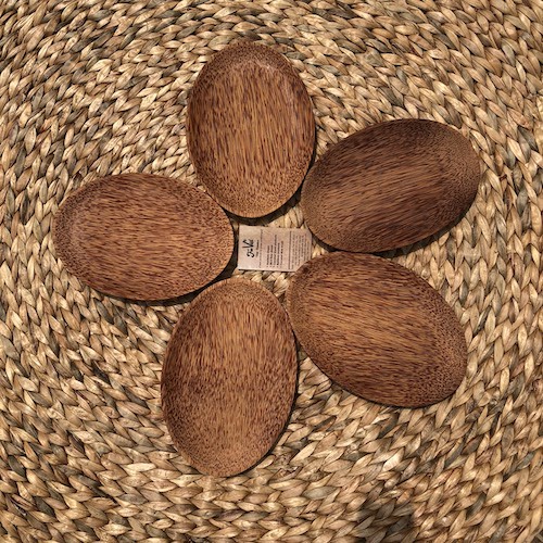 Dĩa gỗ dừa oval - Dĩa xoài - Coconut Wood Oval Plate | Tre Việt