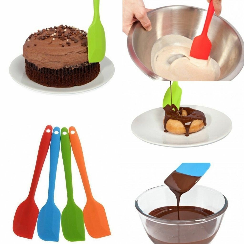 Dụng cụ làm bánh: Cây Spatula breadleaf Phới dẹt trộn bột, đánh trứng silicon 21cm, 28cm chịu nhiệt