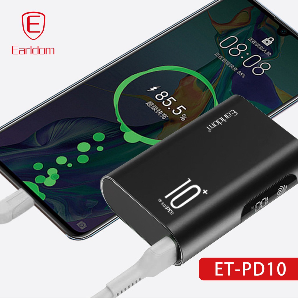 Sạc dự phòng công nghệ sạc nhanh QC3.0 Earldom 10.000 mAh PD – 10