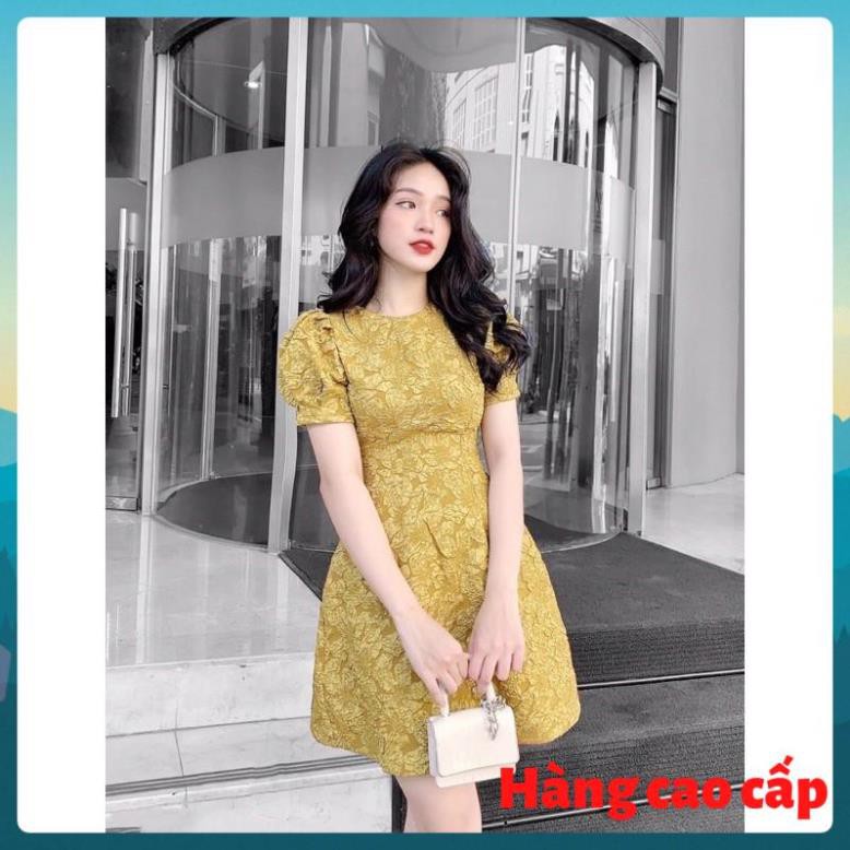 (Hàng cao cấp) Đầm dự tiệc vải gấm sang trọng tay ngắn dáng A kín đáo Lunie Dress | BigBuy360 - bigbuy360.vn