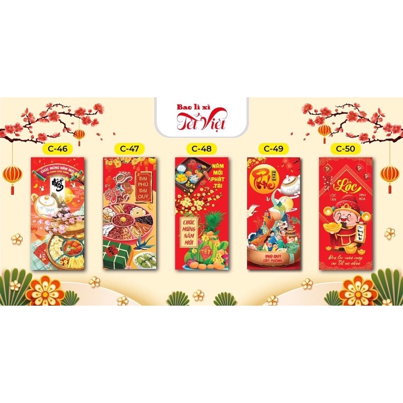 COMBO 5 BAO LÌ XÌ năm mới mẫu ngẫu nhiên