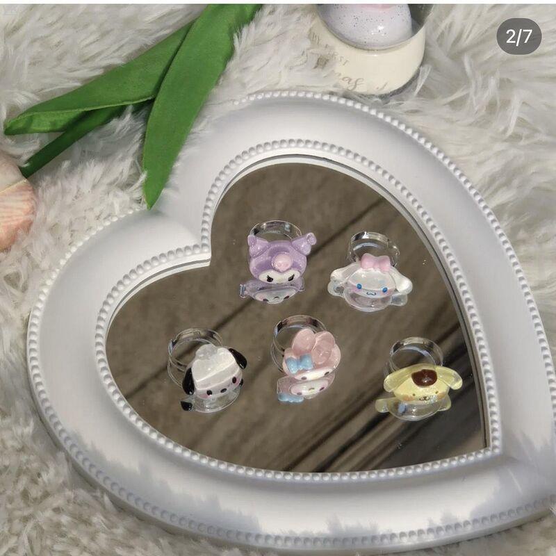 Sanrio Nhẫn Đồ Chơi Đính Pha Lê Trong Suốt Và Bóng Lông Dễ Thương Dành Cho Trẻ Em