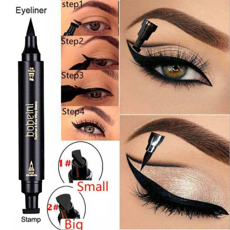 Bút Kẻ Mắt Dạng Lỏng Có Đầu Tem In Hình Đuôi Mắt Màu Đen Kháng Nước Nhanh Khô Và Lâu Trôi