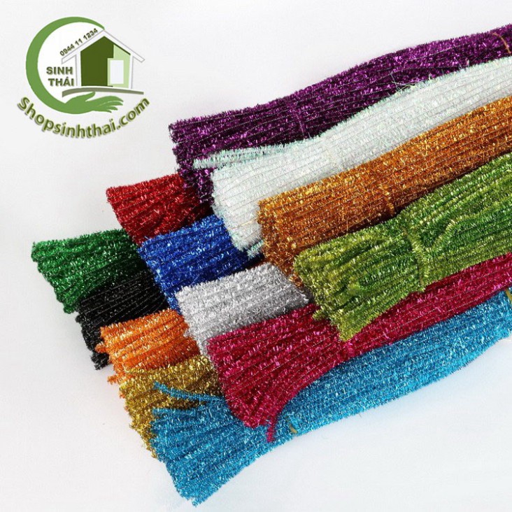 Dây kẽm xù kim tuyến, kẽm làm đồ chơi, mô hình  - màu xanh lá