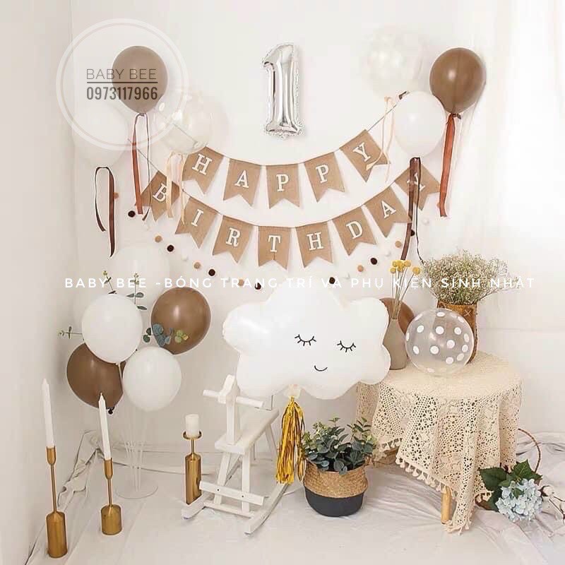 Dây Chữ HAPPY BIRTHDAY Vải Cói Tông Hà Quốc trang trí sinh nhật