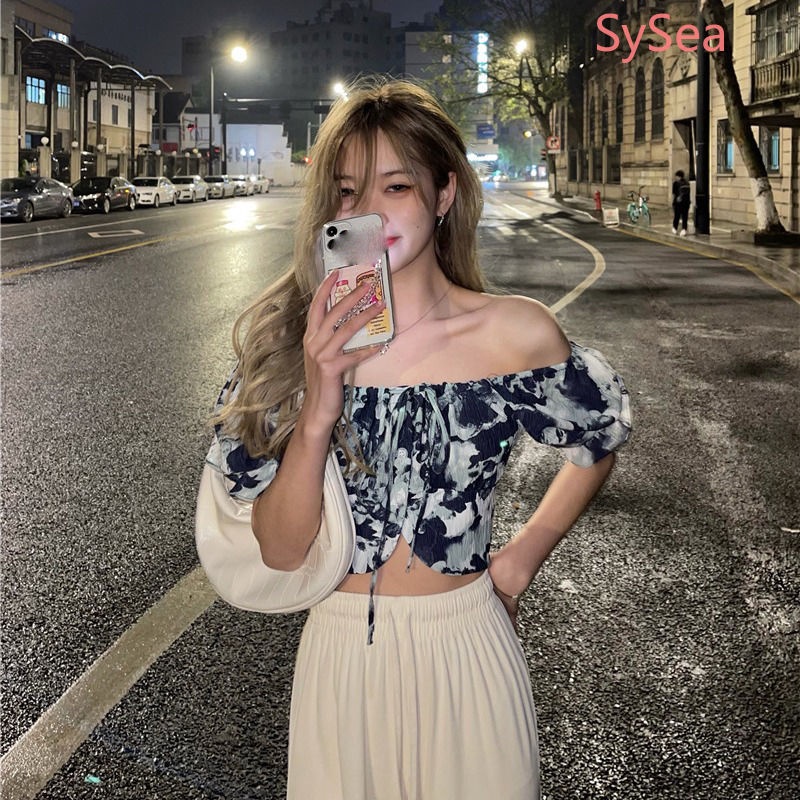 Áo Croptop Trễ Vai Họa Tiết Hoa Thời Trang Mùa Hè Cho Nữ