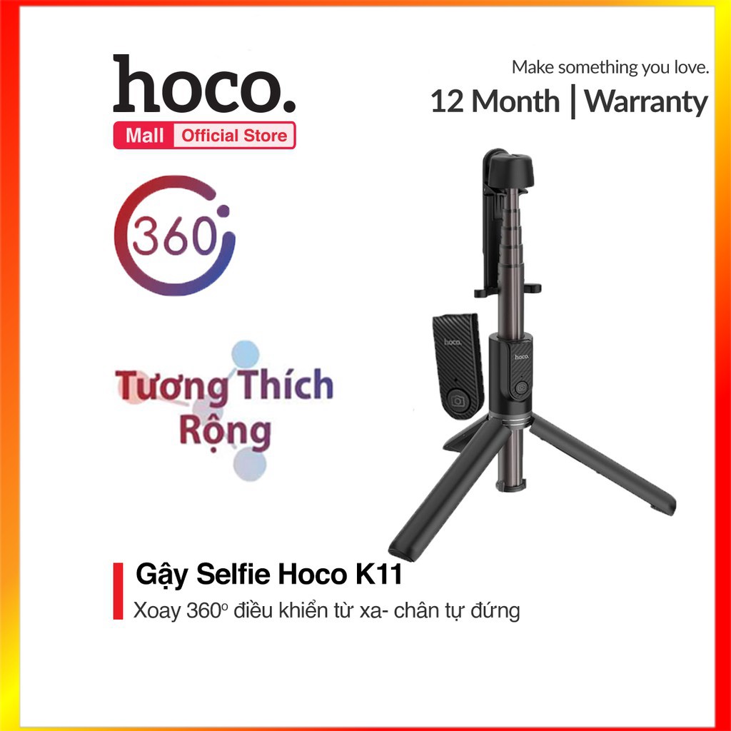 Gậy chụp hình Hoco K11, kiêm tripod, có thế xoay 360 độ, remote chụp hình từ xa - MrPhukien