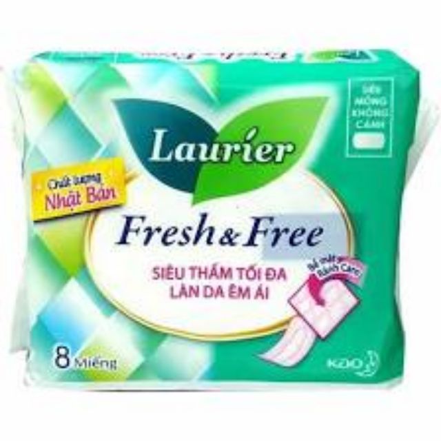 Băng vệ sinh siêu mỏng không cánh Laurier Fresh & Free 8 miếng