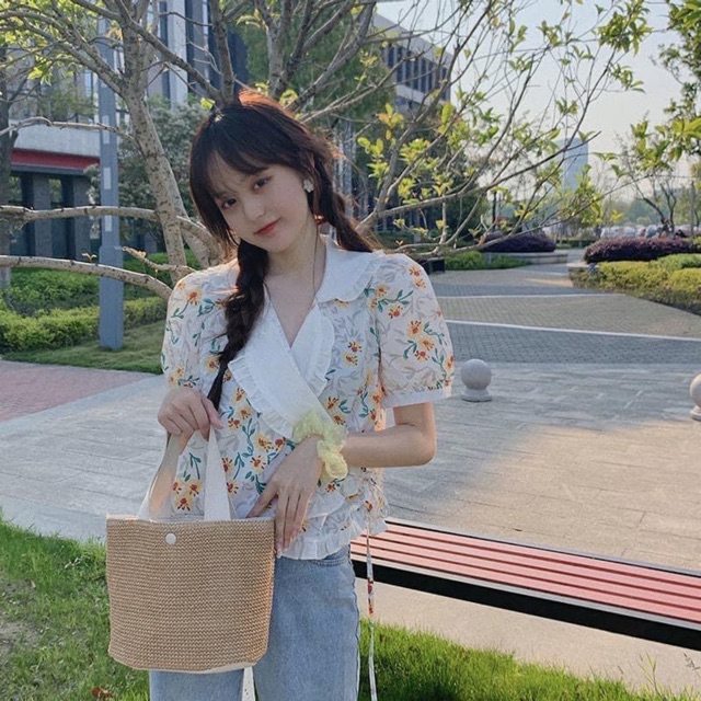 Áo sơ mi hoa buộc vạt | BigBuy360 - bigbuy360.vn