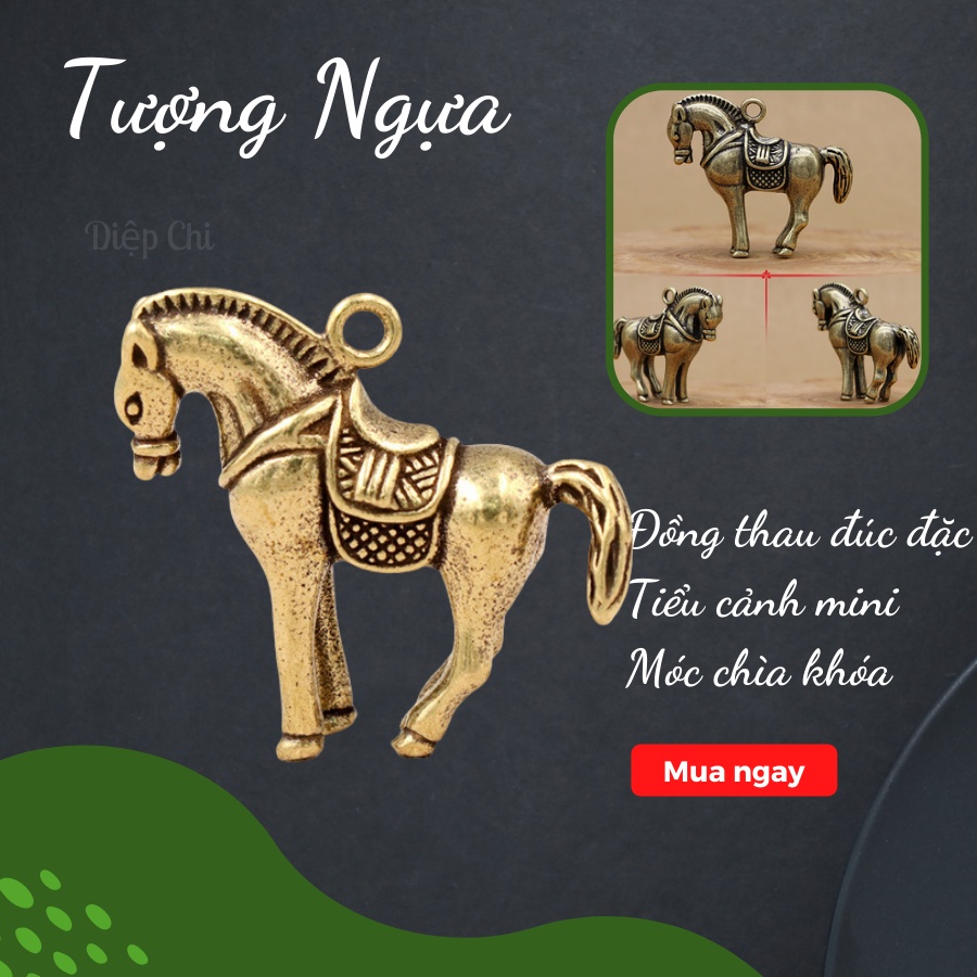 ✅Ngựa mini bằng đồng thau giá rẻ, tuổi Ngọ, làm phụ kiện tiểu cảnh, trang trí bàn trà, quà tặng, móc khoá