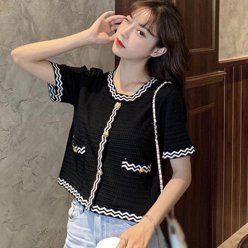 Áo Len Tay Ngắn Thời Trang Thanh Lịch Phong Cách Hàn Quốc Dành Cho Nữ | BigBuy360 - bigbuy360.vn