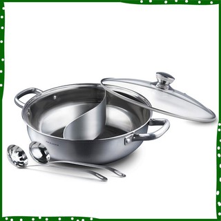Bếp lẩu điện inox 2 ngăn 32cm, Nồi lẩu đa năng đồ dùng nhà bếp tiện lợi cho bếp từ và bếp gas ,,,