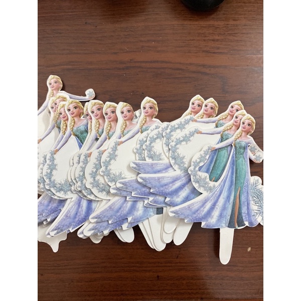 50 Thẻ Cắm Giấy Công Chúa Elsa, Hoạt Hình Trang Trí Bánh Kem, Bánh Sinh Nhật