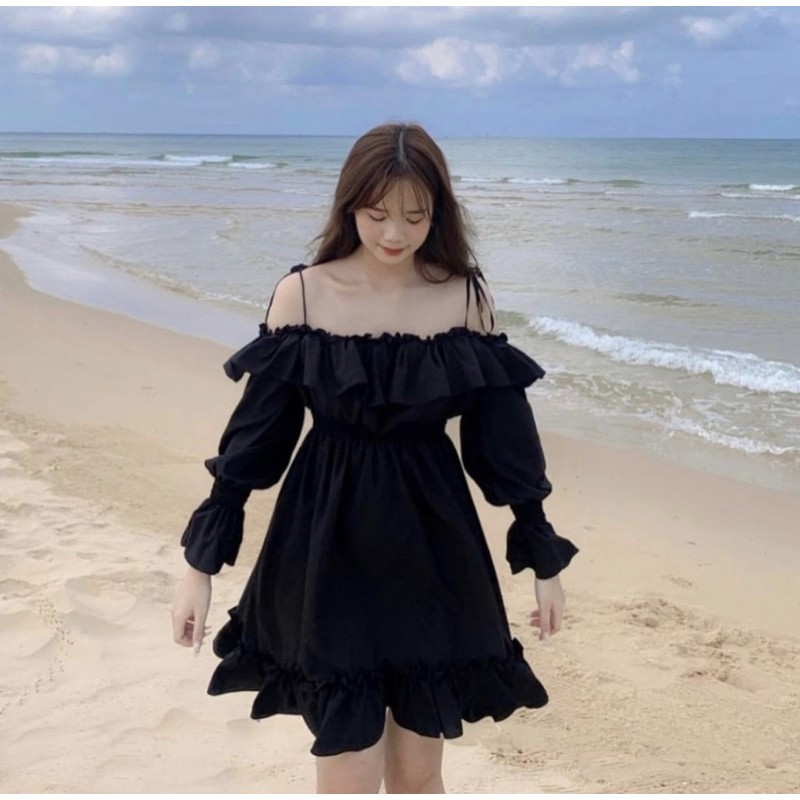 [Rẻ nhất shopee] Váy Trễ Vai 2 Dây , Vai Bồng Dáng Xòe. Donnafashion | BigBuy360 - bigbuy360.vn