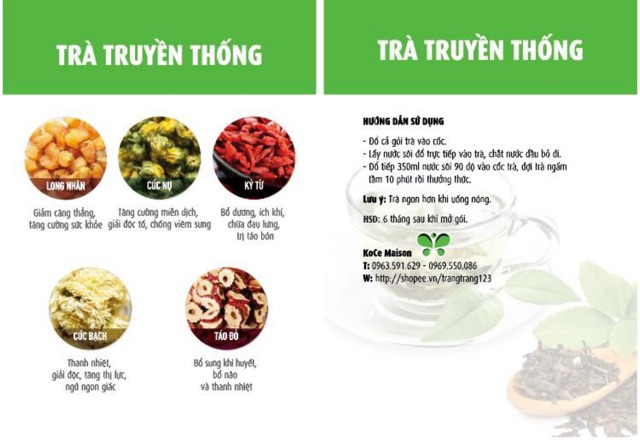 Hộp trà hoa Truyền thống cúc hoa 30 gói ( Hoa cúc, kỳ tử, táo đỏ, log nhãn)