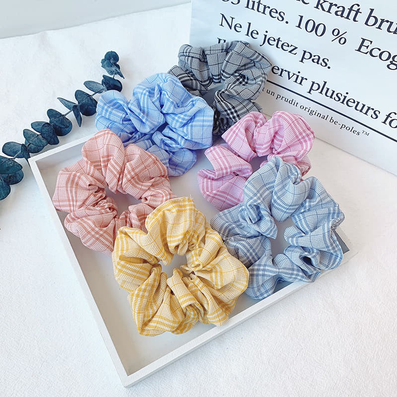 Dây buộc tóc vải scrunchies vải caro siêu đẹp