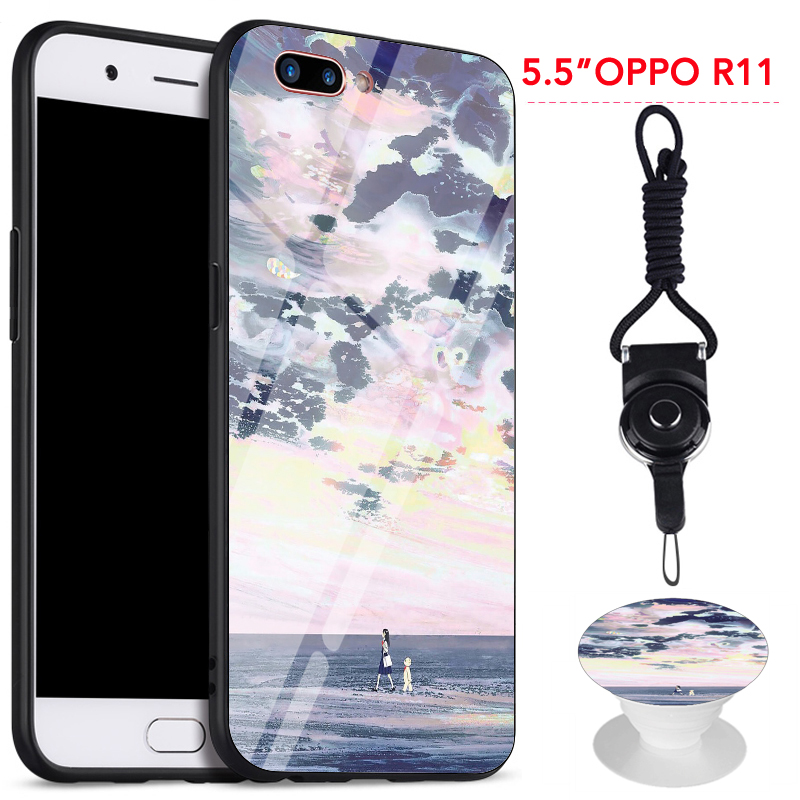 Ốp Điện Thoại Mặt Kính Cường Lực Kèm Dây Đeo Cho Oppo R11 | BigBuy360 - bigbuy360.vn