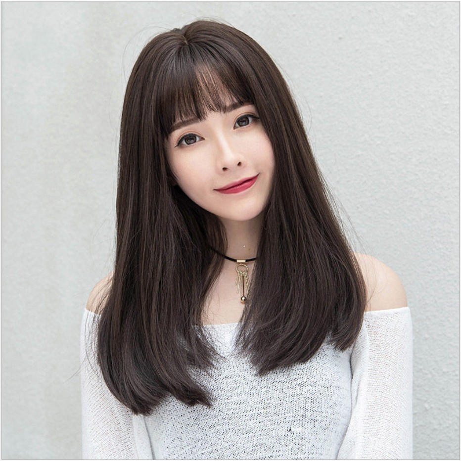 TẶNG LƯỚITóc giả nữ dài 40cm Hàn Quốc có da đầu - TG034