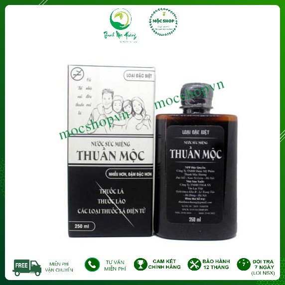 Nước Súc Miệng Thuần Mộc 250ml Giúp Làm Sạch Khoang Miệng Hỗ Trợ Cai Thuốc Lá Thanh Mộc Hương