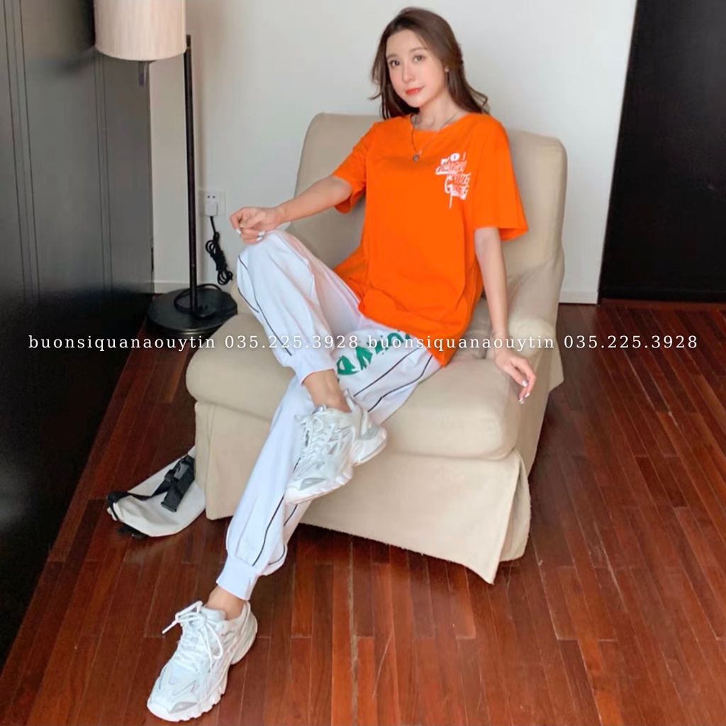 Set bộ thể thao nữ cá tính áo phông Quần Jogger Bo Gấu 114