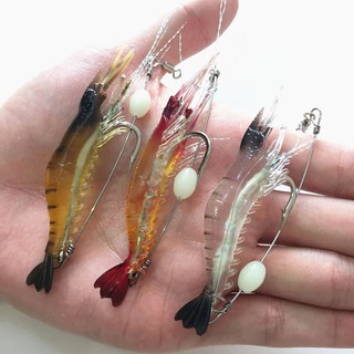 1 mồi tôm giả câu cá silicon mềm phát quang 9cm / 7g
