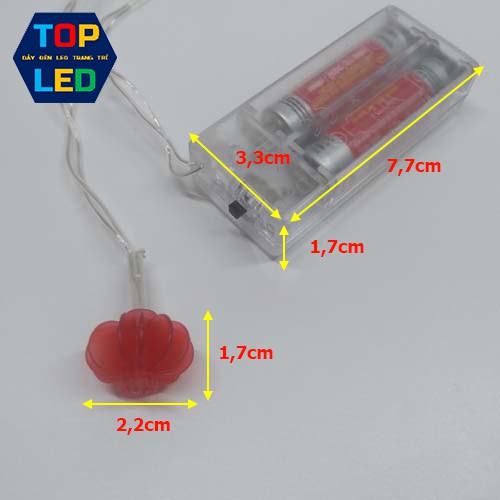 Dây đèn led trang trí đèn lồng đỏ dài 2 mét 10 bóng kháng nước dễ sử dụng giá rẻ TOPLED TL004