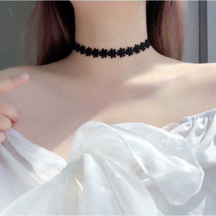 Dây chuyền nữ vòng cổ choker vải nhung màu đen nhiều mẫu phong cách Hàn Quốc