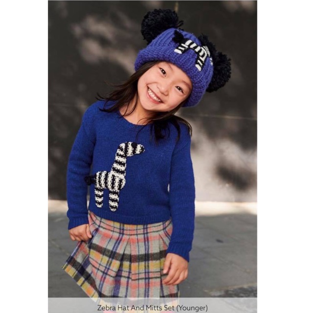 Mũ Len Bé Gái Ngựa Vằn PomPom Next