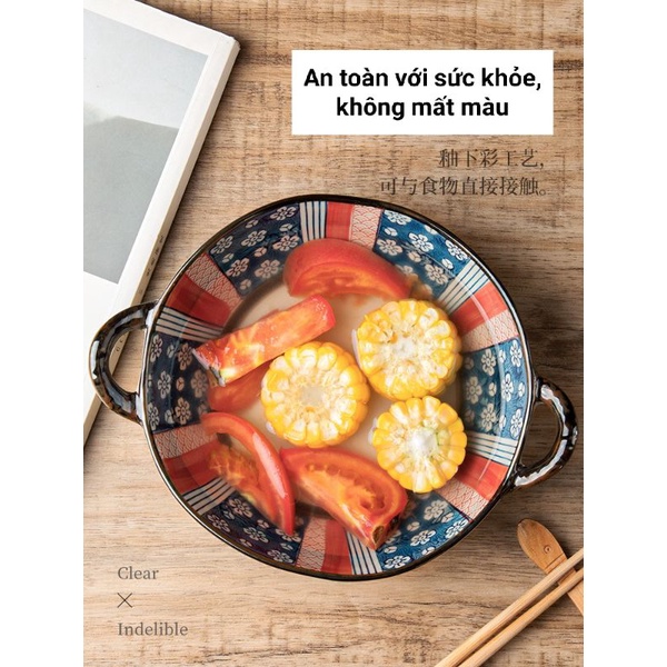 Bát gốm sứ có quai cầm hoạ tiết độc đáo phong cách Nhật siêu hot