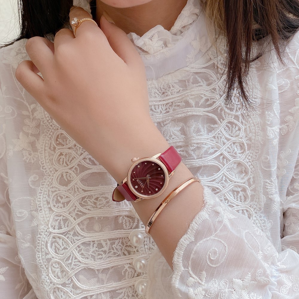[Julius Official] Đồng hồ nữ Julius JA-1219 dây da đỏ