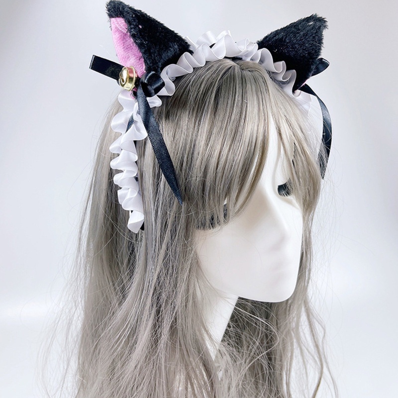 Băng Đô Tai Mèo Màu Trắng Đen Đơn Giản Ngọt Ngào Cho Nữ