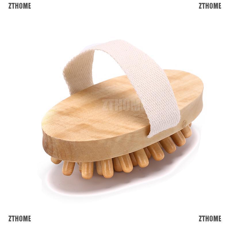 ZTHOME Bàn chải massage cơ thể bằng gỗ tự nhiên