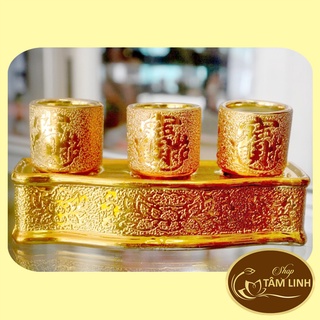 Bộ chung 3 ly nước thờ cúng kim sa