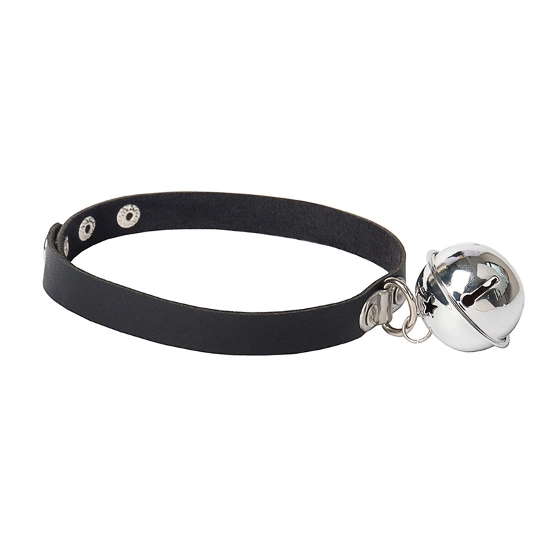 Vòng Cổ Choker Da Đính Chuông Lớn Phong Cách Gothic Punk Hóa Trang Cho Nữ