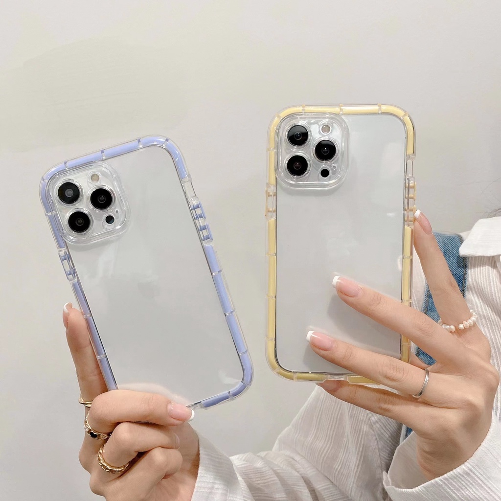Mới Ốp Điện Thoại Silicon Mềm Trong Suốt Viền Màu Dạ Quang Chống Sốc Cho iphone 11 13 12 Pro Max 11