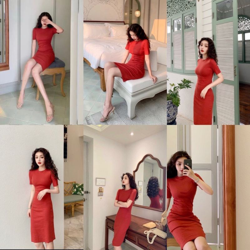 ĐẦM ÔM BODY CỔ TRÒN TAY NGẮN NTTSHOP | BigBuy360 - bigbuy360.vn