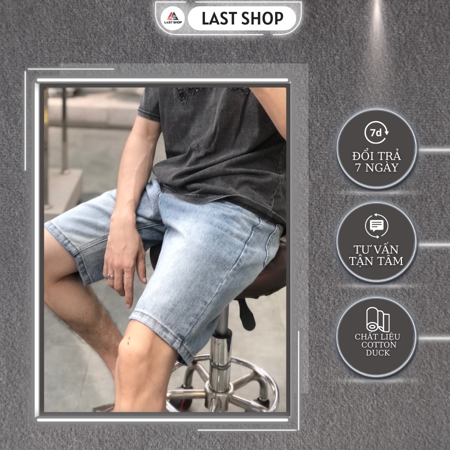 quần short nam phong cách xanh trơn đơn giản, lịch lãm, quần short jean nam co giãn nhẹ, Mã sp023