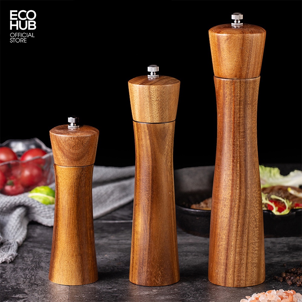 Dụng cụ xay tiêu ECOHUB có cầm tay bằng gỗ (Pepper Grinder)