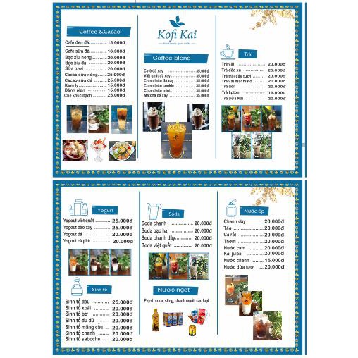 Menu a4 giá rẻ. thiết kế theo yêu cầu. in màu ep cứng plastic