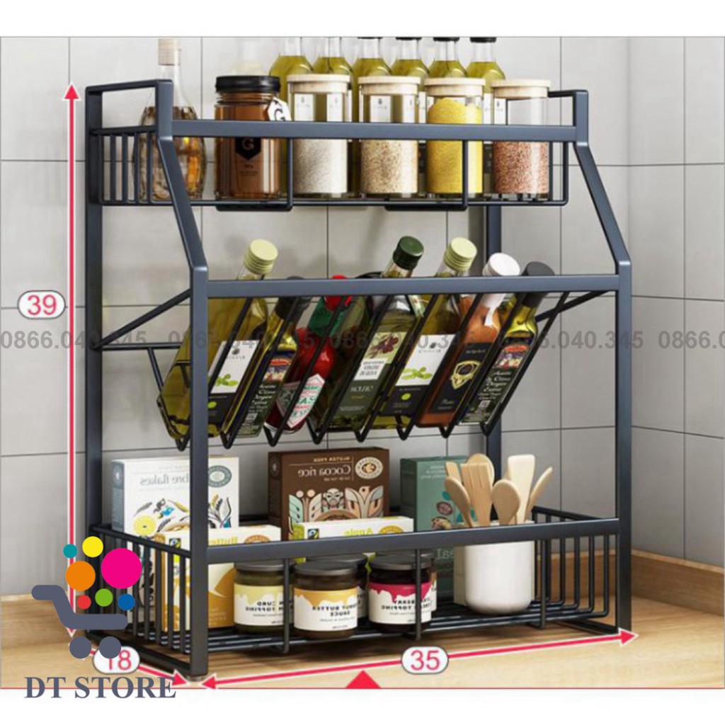 Kệ Chén Bát, Kệ Gia Vị Dán Tường Nhiều Tầng Chắc Chắn Sắp Xếp Gọn Gàng Gia Vị Phòng Bếp Inox Sơn tĩnh điện