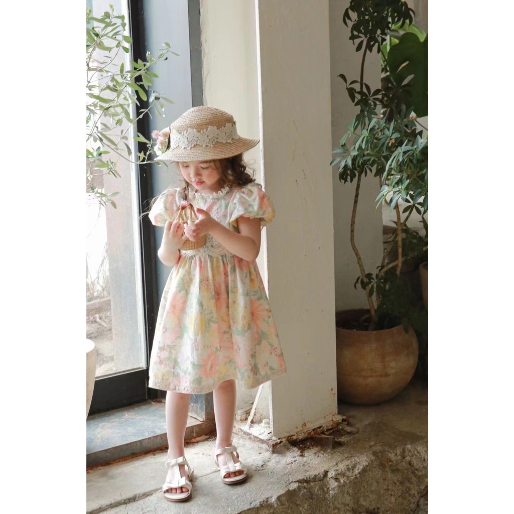 Hàng Mới Về Đầm Ren Hoa Hàn Quốc Mùa Hè 2022 Cho Bé Gái