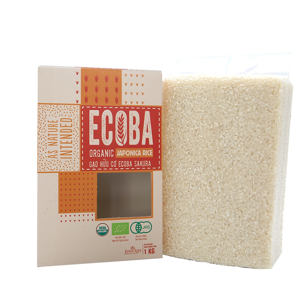 Gạo Nhật hữu cơ nấu cháo cho bé - ECOBA Sakura 1kg