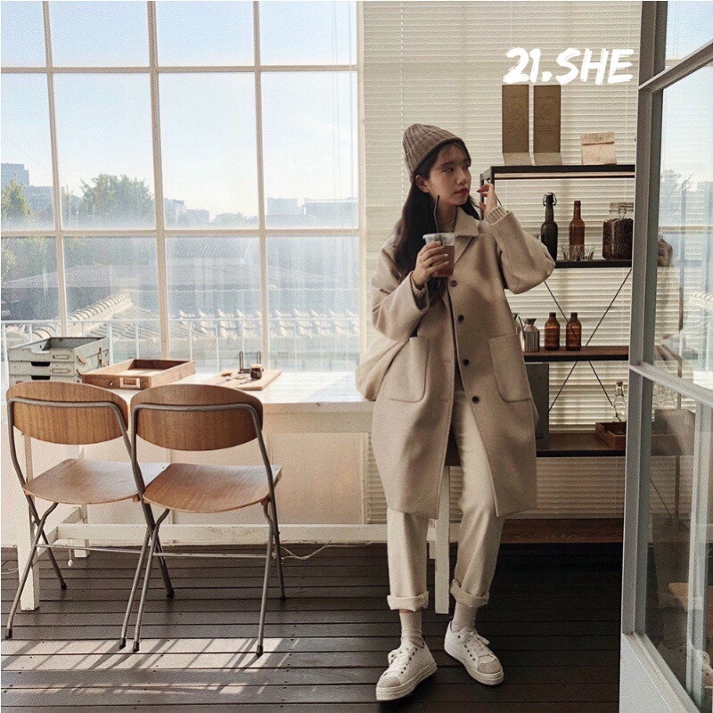 [Ảnh thật/hàng QC] Áo khoác dạ dài túi tròn ulzzang/ Áo dạ 2 lớp dày dặn | BigBuy360 - bigbuy360.vn