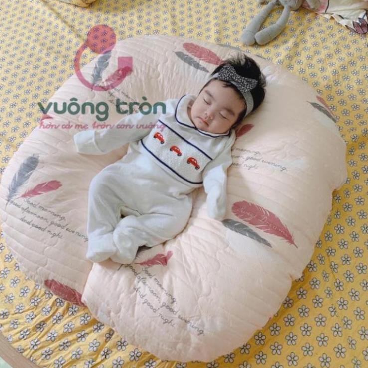 Gối chống trào ngược cotton Hàn chần bông Vuông Tròn, gối chống nôn trớ cho bé yêu (Bao gồm cả vỏ và ruột gối)