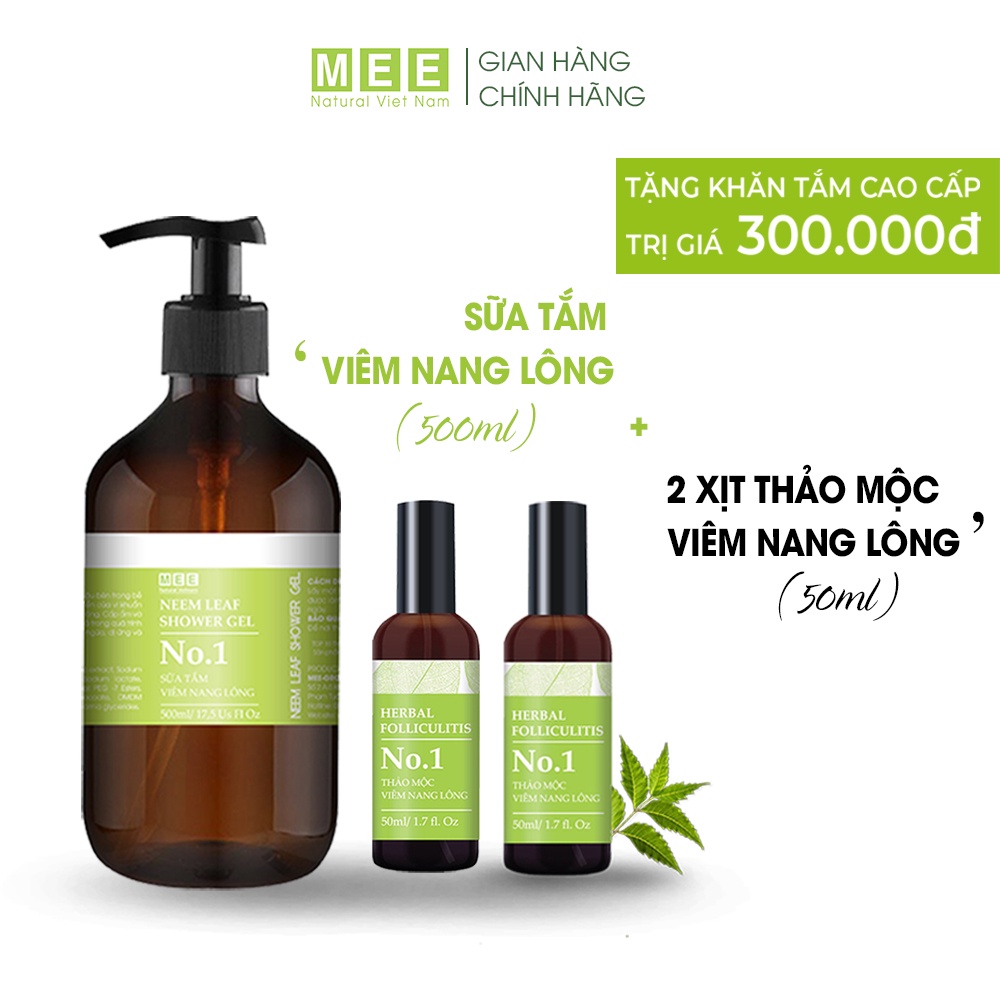 Viêm Nang Lông - Combo 2 Xịt Thảo Mộc Viêm Nang Lông 50ml + Sữa Tắm - MEE NATURAL