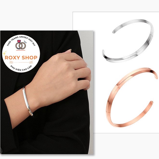 Lắc tay cặp đôi Cuff trơn ROXY shop thời trang Unisex Nam Nữ Ver1 không chữ