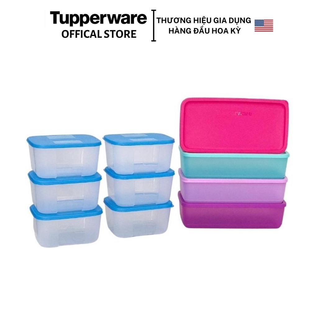 Bộ hộp trữ đông, trữ mát Tupperware Freezermate 650ml và Pak N Stor 1.4L (10 hộp) - Hàng chính hãng - Bảo hành trọn đời