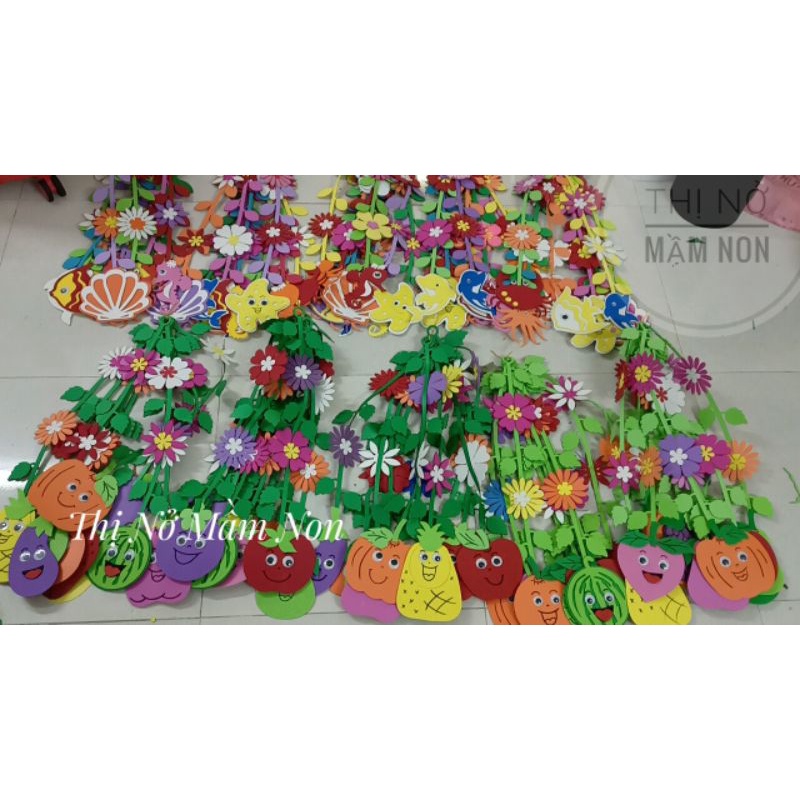 Dây rèm trang trí 6 lá bằng xốp - nỉ - đồ dùng mầm non