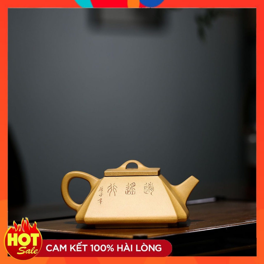 Ấm trà tử sa tứ phương thạch biều